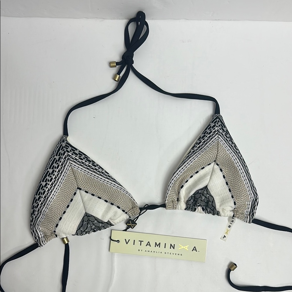 NWT Vitamin A Black and White Bikini Top